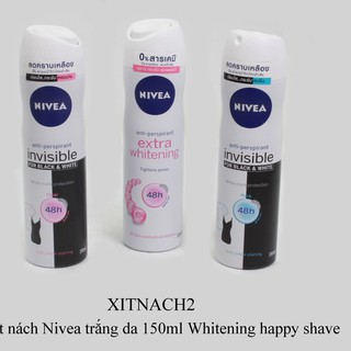 Xịt nách Nivea trắng da 150ml Whitening happy shave
