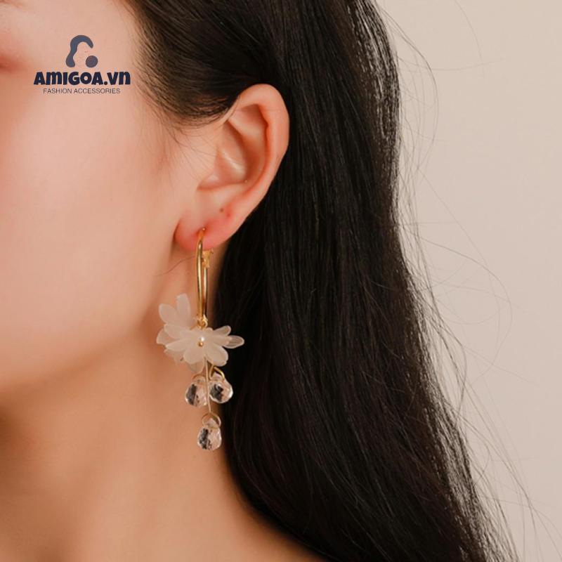 Bông Tai Hình Hoa Đính Đá Pha Lê Thời Trang Xinh Xắn Cho Nữ
