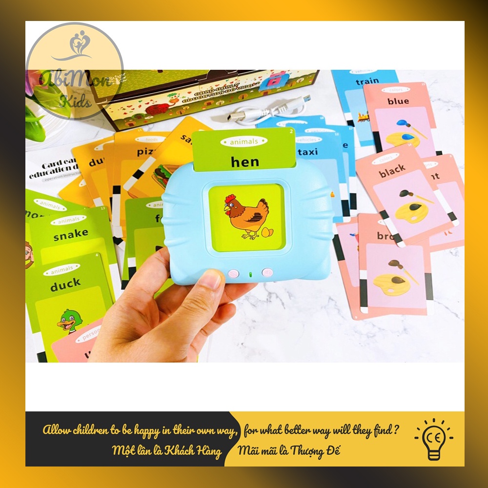 Máy Đọc Thẻ Từ Vựng Anh - Việt Cho Bé (224 từ - sạc pin) ☘️ Montessori ✨ (Đồ chơi Giáo Dục - An toàn - Thông minh)