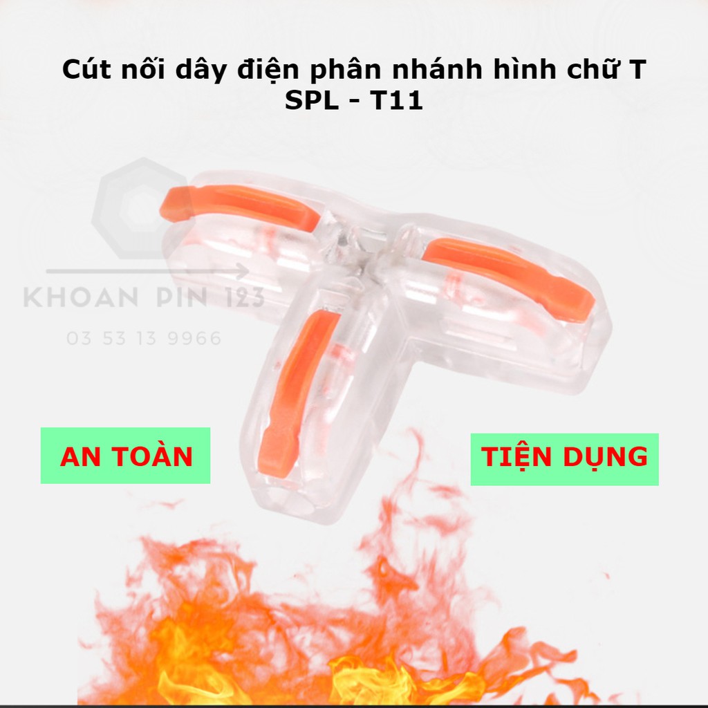 Cầu nối, cút nối dây điện hình chữ T phân nhánh SPL-T11 chịu nhiệt, an toàn, chống cháy nổ