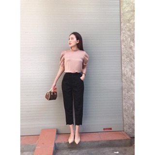 Quần baggy vạt lệch cho nữ