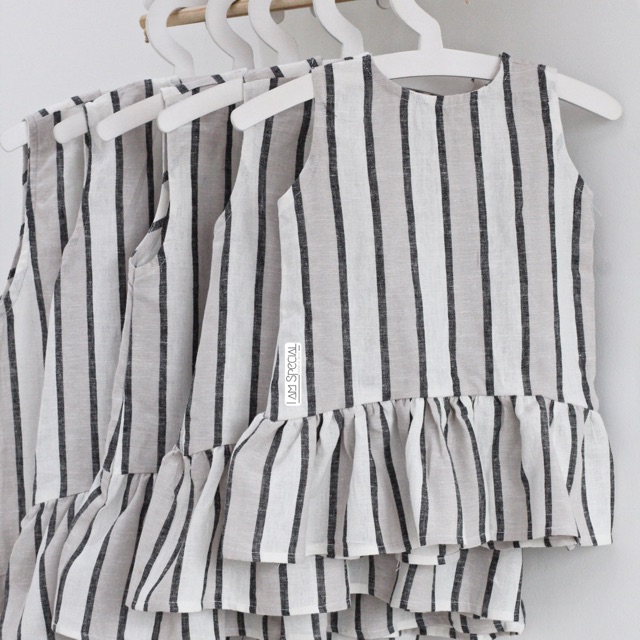 Jessie Dress, váy bé gái, váy kẻ sọc sát nách, nơ lưng.