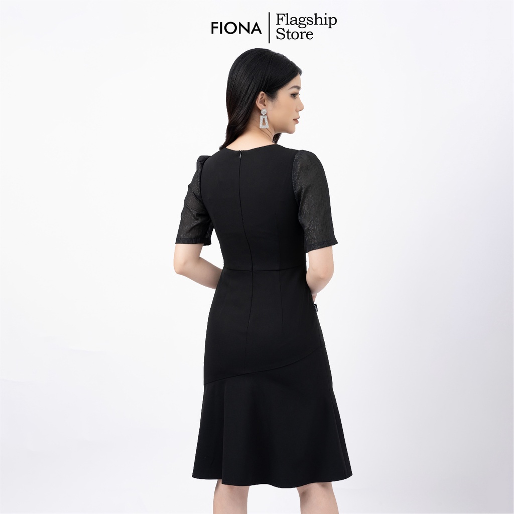 Đầm nữ dáng ôm đuôi cá Fiona, Đầm công sở phối vải tơ ánh kim thanh lịch F451410