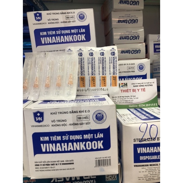 Kim tiêm sử dụng 1 lần Vinahankook ĐẦU BƠM KIM TIÊM ÉP VỈ TIỆT TRÙNG 25G của VINAHANCOOK