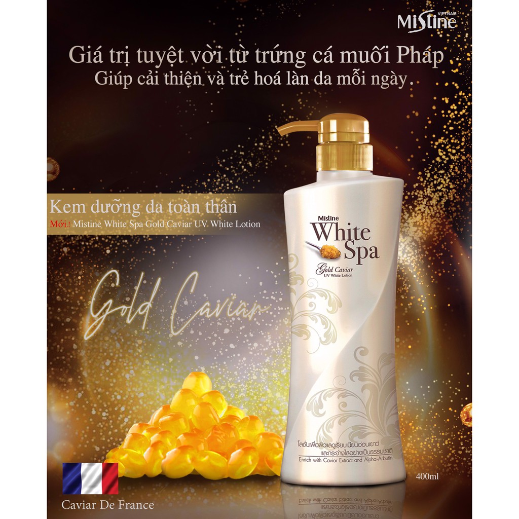 KEM DƯỠNG DA BODY TRỨNG CÁ MUỐI VÀNG MISTINE WHITE SPA GOLD CAVIAR UV