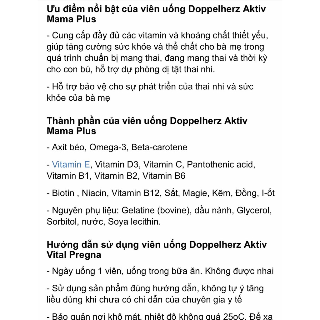 (hàng Đức) Viên Uống Doppelherz Aktiv Mama Plus Bổ Sung Vitamin Cho B à B ầu | BigBuy360 - bigbuy360.vn