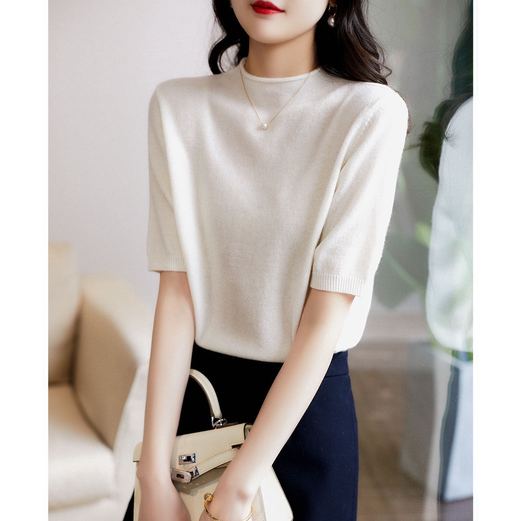 Áo Thun Dệt Kim Mỏng Tay Lửng Thời Trang Xuân Hè 2021 H4477 Cho Nữ