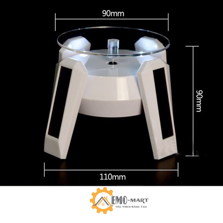 Đế Xoay Trưng Bày Sản Phẩm V2 💦 BH 12 Tháng 💦 Dùng Pin Hoặc Năng Lượng Mặt Trời, Bàn Xoay Mica Có Đèn Led Sang Trọng