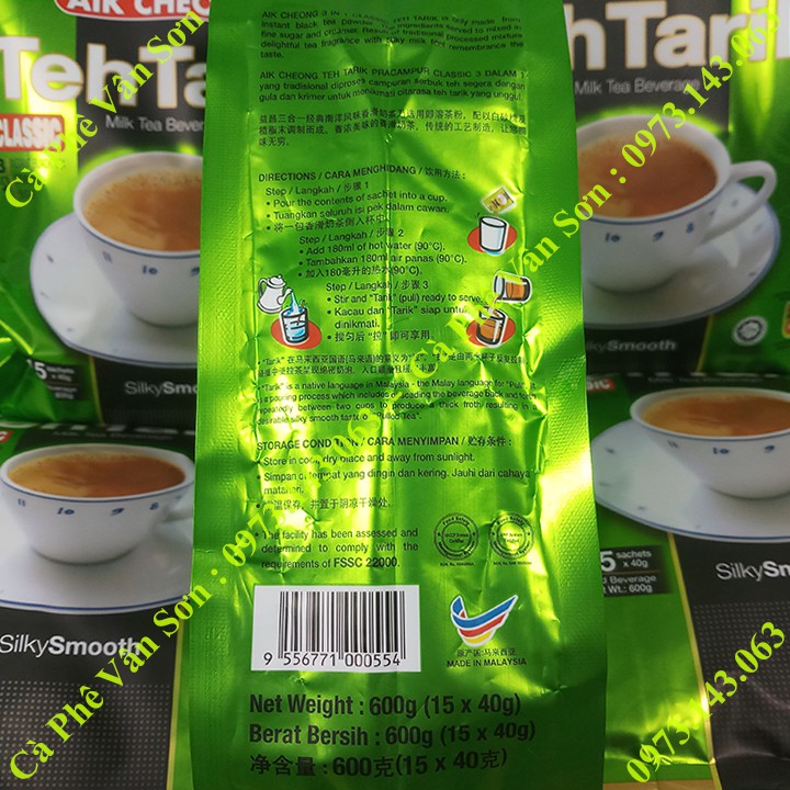Gói nhỏ trà sữa vị truyền thống 40g Teh Tarik Classic Aik Cheong Malaysia