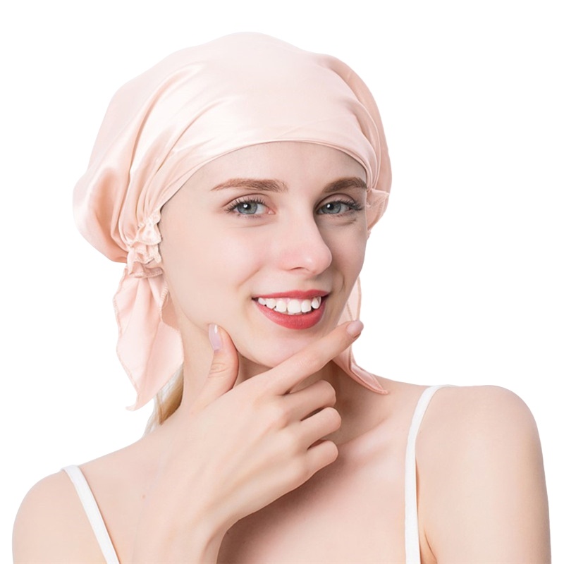 Mũ Trùm Đầu Bằng Vải Satin Lụa Co Giãn Chăm Sóc Tóc Dài Cho Nữ