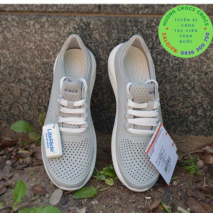 GIÀY NHỰA CROCS LITERIDE PACER XỊN ĐÉT CHO NAM MÀU XÁM FULL BOX