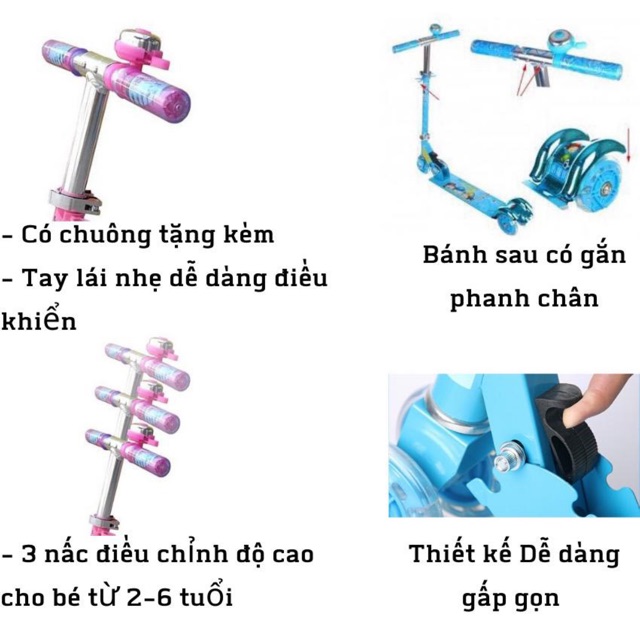 Xe trượt scooter cho bé bánh phát sáng [Ảnh thật]