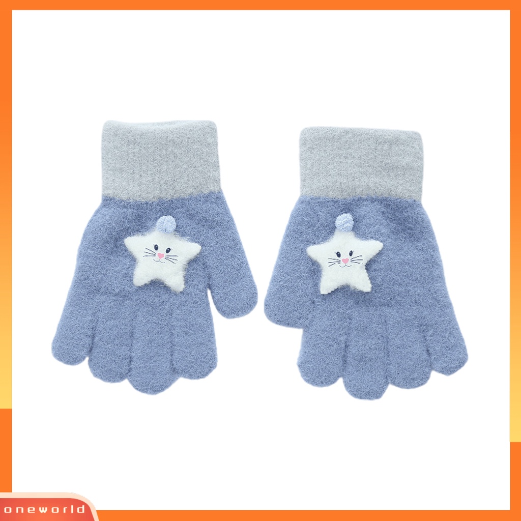 |Bộ Đồ Bơi Một Mảnh Dành Cho Nữ| 1 Đôi Găng Tay Đan Len Hình Ngôi Sao Năm Cánh Màu Sắc Tương Phản Thời Trang Thu Đông Cho Bé 6-13 Tuổi