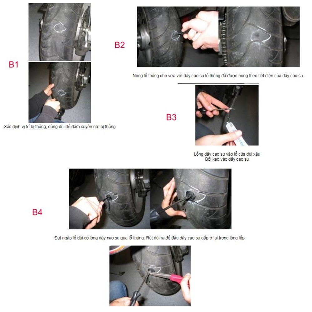 [Tổng Kho Sỉ] Bộ Vá Lốp Ô Tô, Xe Máy Không Săm Nhỏ Gọn Kèm 3 Đoạn Cao Su Non (4 Bước Đơn Giản)