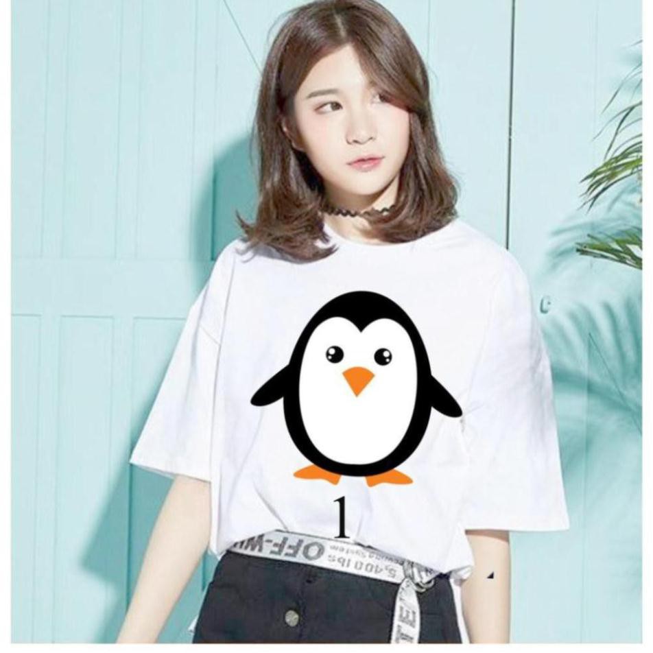 BST áo thun tay lỡ nữ chim cánh cụt cute