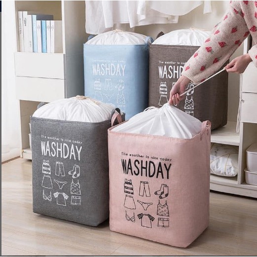 Giỏ đựng quần áo bằng vải chống thấm nước cỡ lớn, túi đựng chăn màn đa năng gấp gọn siêu tiện dụng