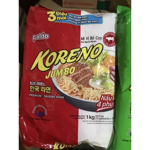 Mì Koreno Jumbo Hàn Quốc Bò Cay/Kim Chi/Gà/ Tôm bịch 1kg