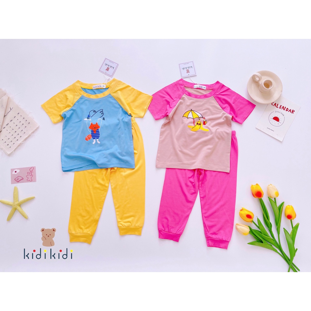 [Bé 7-30kg] Bộ tay ngắn quần dài thun lạnh ráp lăng in hình Minky Mom cho bé trai bé gái ( hàng chuẩn loại 1)
