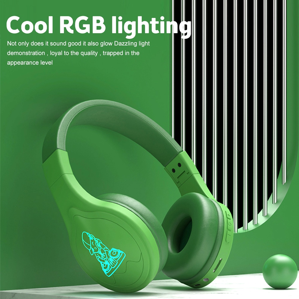 VIRWIR Tai nghe chụp tai kết nối bluetooth không dây màu dạ quang tiện dụng cho học sinh/trực tuyến