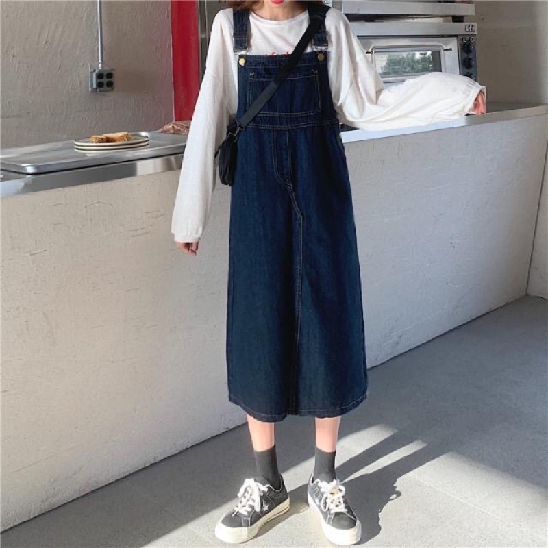 Yếm jeans trơn basic giá rẻ nhất shopee