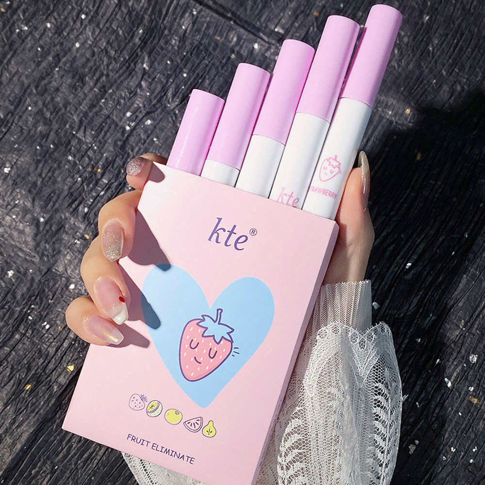 Cod Qipin Korean Cosmetic KTE Fruit Elimination Matte Anti Air Lip Glaze Gloss Set with 5 Colors | BigBuy360 - bigbuy360.vn