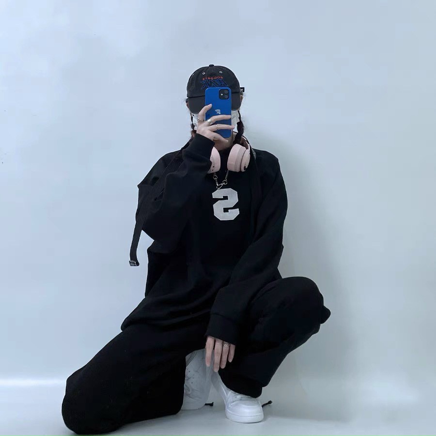 Set Bộ Chữ S Thêu Tăm Nam Nữ Unisex Dáng Rộng Quần Bom Chun Basic