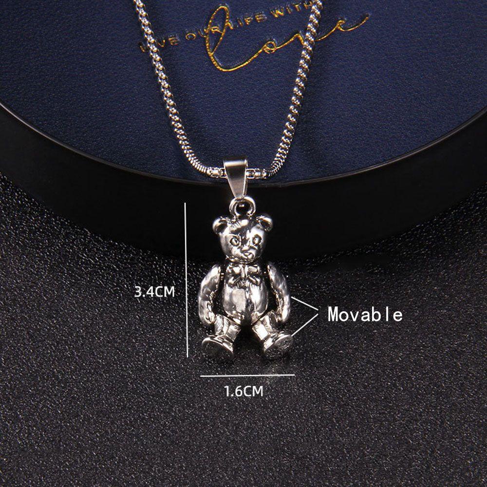 ANEMONE Vòng cổ Mặt Hình Gấu Phi Hành Gia Bằng Thép Không Gỉ Phong Cách Hàn Quốc