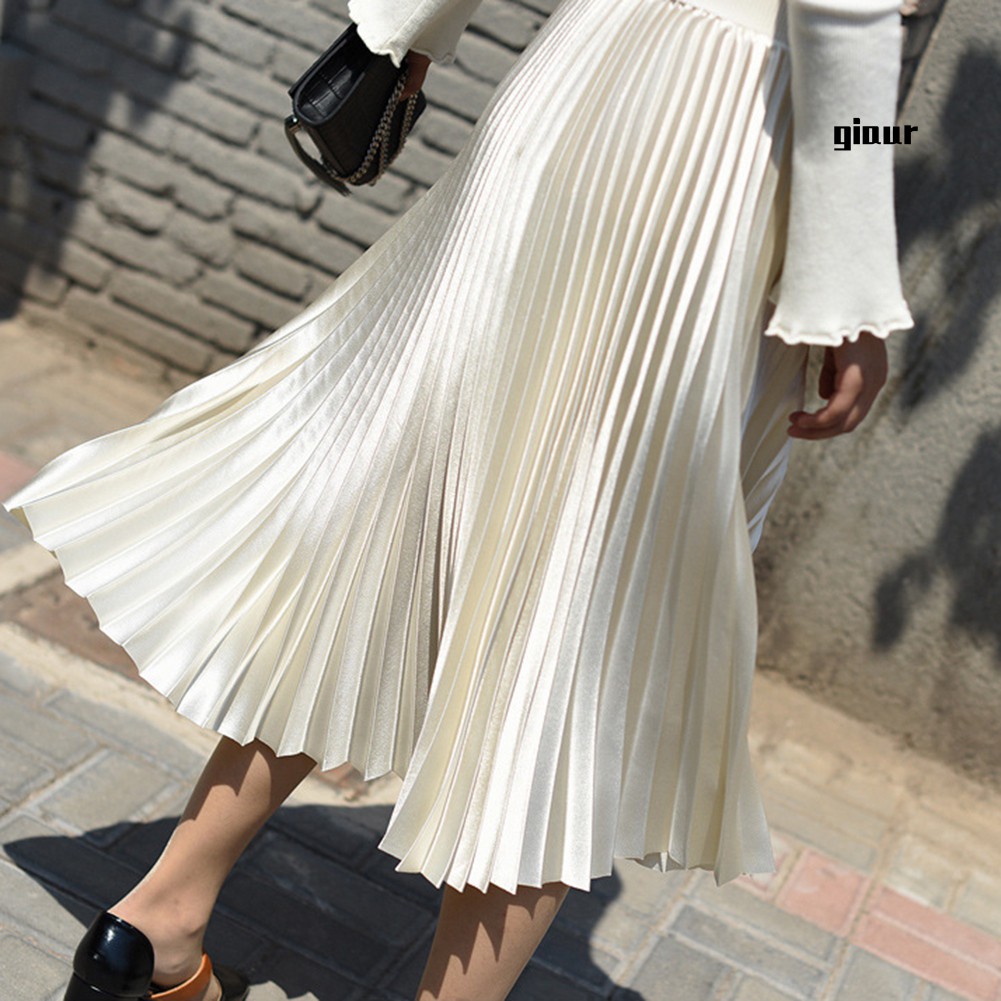 Chân Váy Maxi Lưng Cao Xếp Ly Phong Cách Vintage