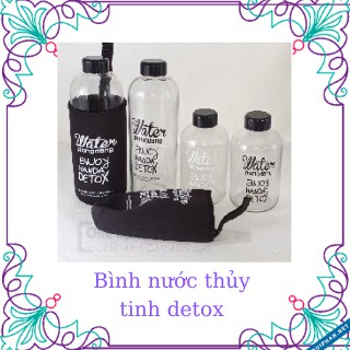 Bình Nước Thủy Tinh Detox Đẹp Water Pongdang Trong Suốt 600ml