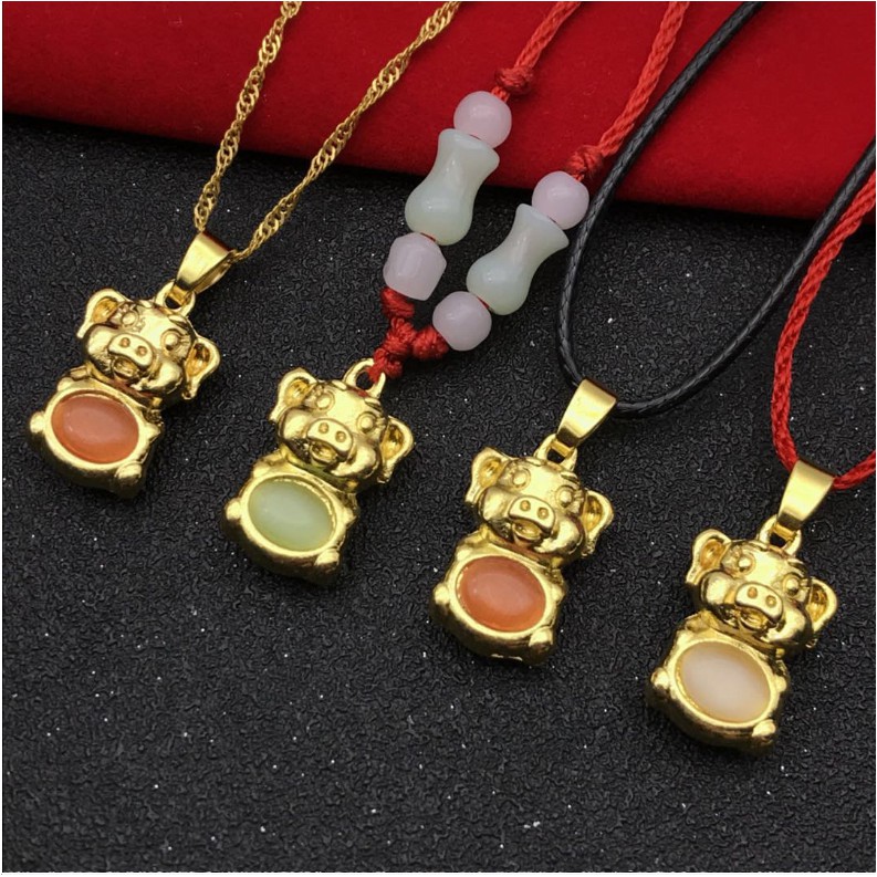 Dây chuyền hình con lợn Opal mạ vàng 24k sang trọng - Quà tặng thời trang Tinh tế