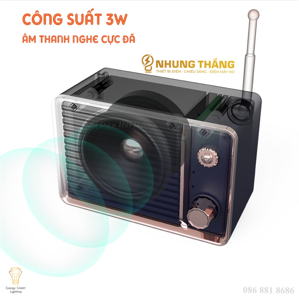 Loa Blutooth Mini DW01 - Phong Cách Retro - 4 Màu Thanh Lịch - Công Nghệ Bluetooth 5.0 - Energy Green Lighting - BH 1Năm