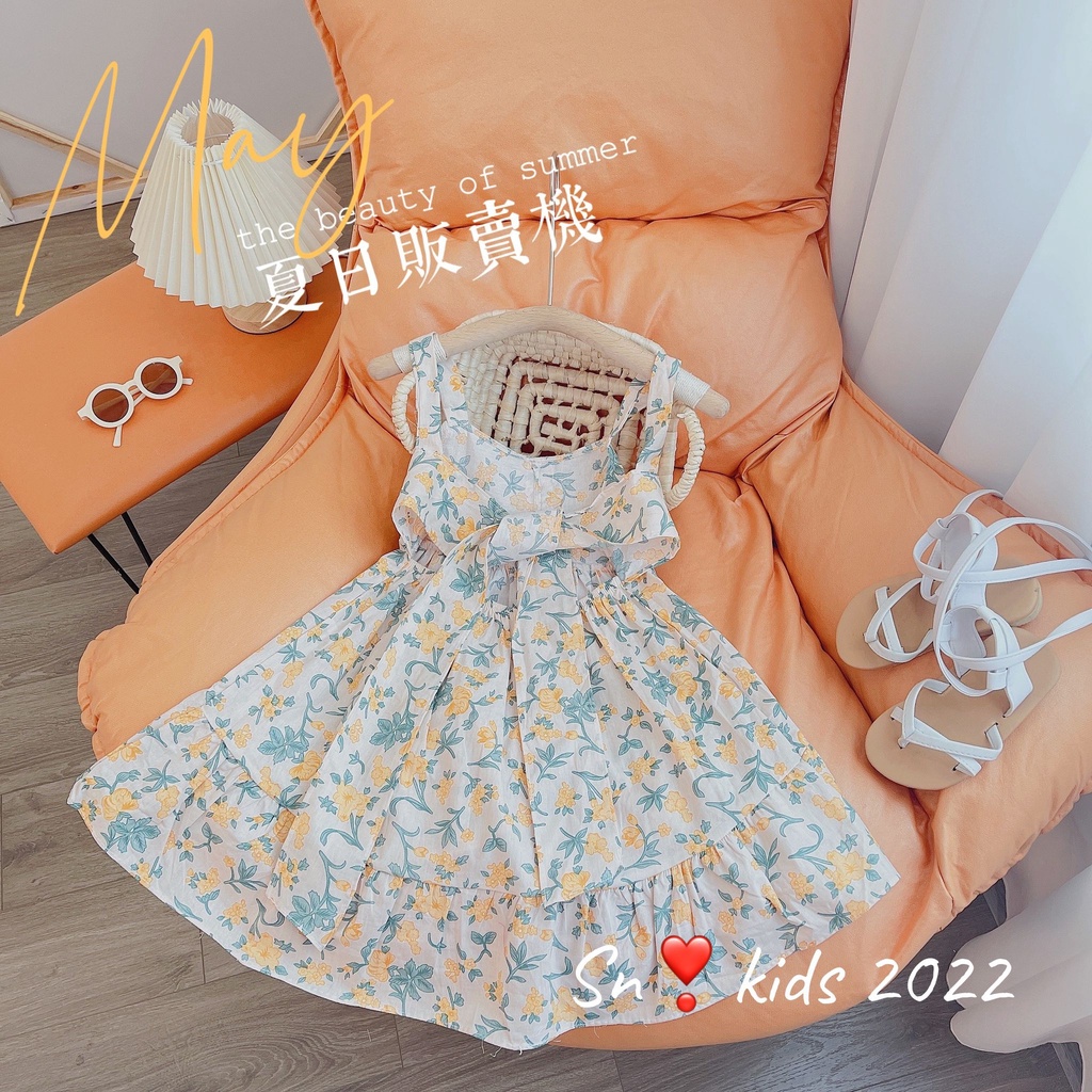 Váy hoa 2 dây tà lệch SN bé gái
