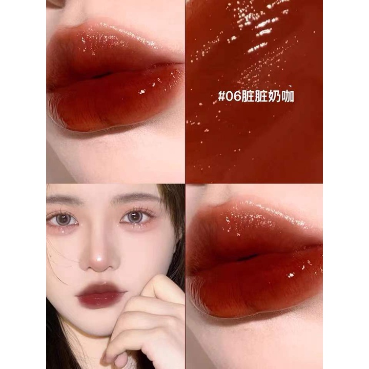 Joocyee Shell lip gloss Son môi mềm mịn sáng bóng không bết dính màu hồng nâu tự nhiên không thấm nước lâu trôi