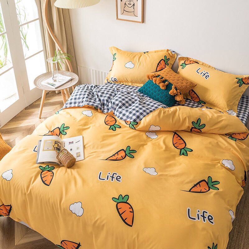 Bộ Chăn Ga Cotton POLY MẪU CÀ RỐT KẺchăn, ga, cotton, ga nệm, chăn ga, cotton poly, chăn nệm, chăn ga gối, bedding️