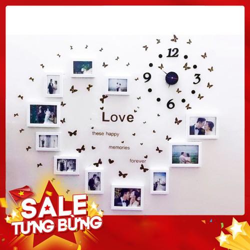 Khung hình phòng cưới bộ 11 khung treo tường + TẶNG Decal Love và Đồng hồ DIY - Hàng nhập khẩu