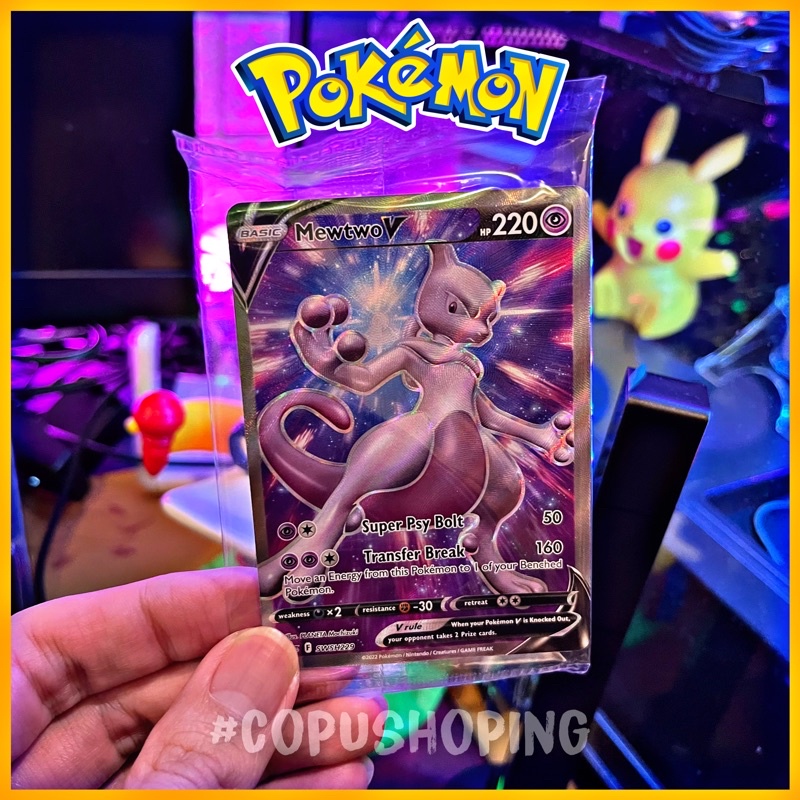 Thẻ bài TCG Pokémon Mewtwo V Promo Pokemon Go Chính hãng Pokemon