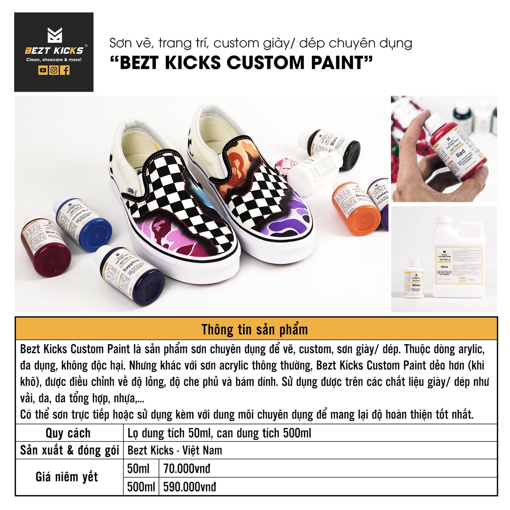 Sơn vẽ giày Bezt Kicks Custom Paint 50ml - Bảng màu 2.