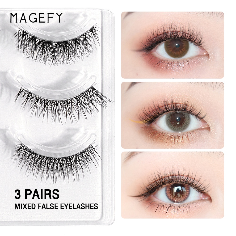 Set 3 cặp mi giả MAGEFY dáng cong hình chữ C tự nhiên