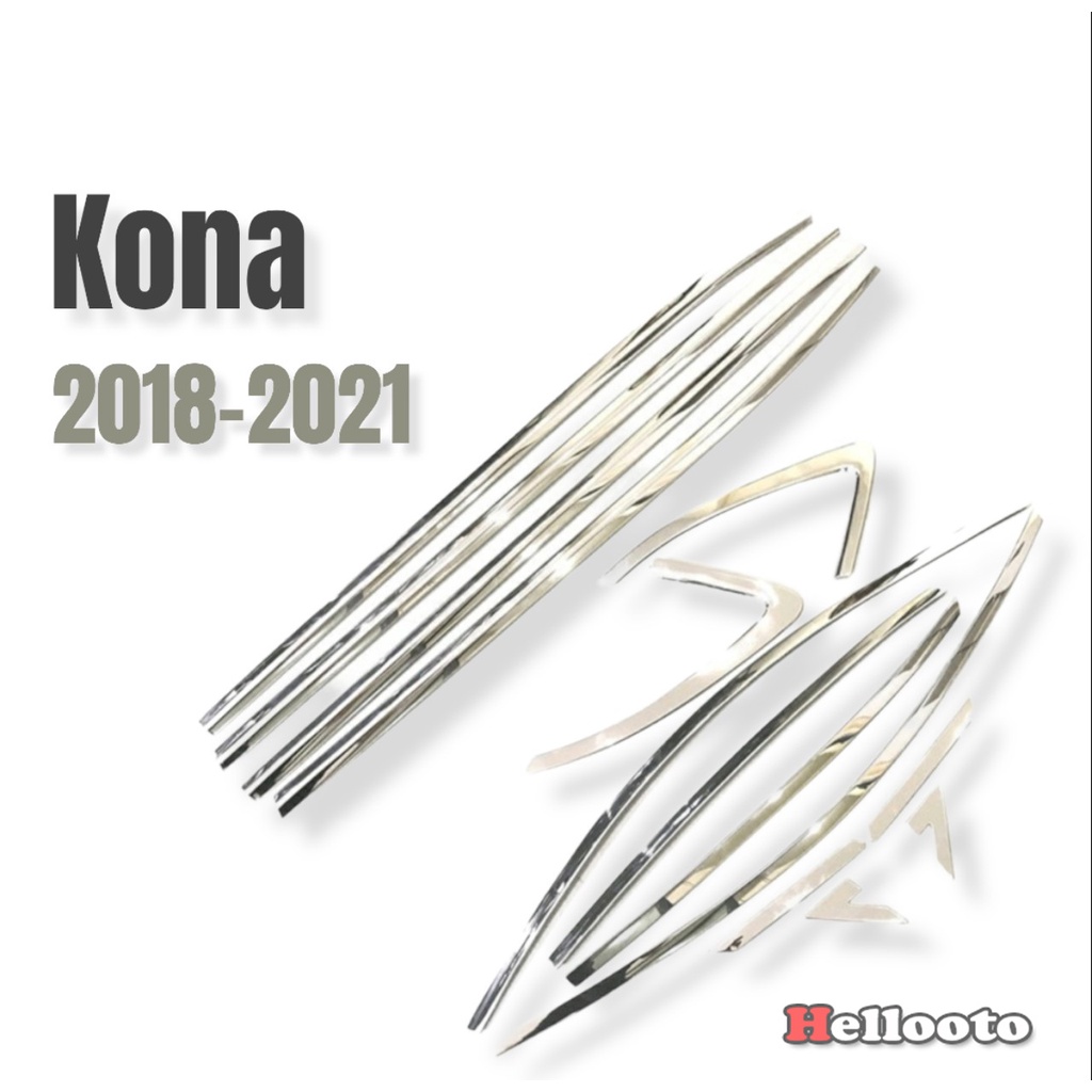 Nẹp Chân Kính, Viền Cong Kính Inox Cho Xe Hyundai Kona 2018 2019 2020 2021