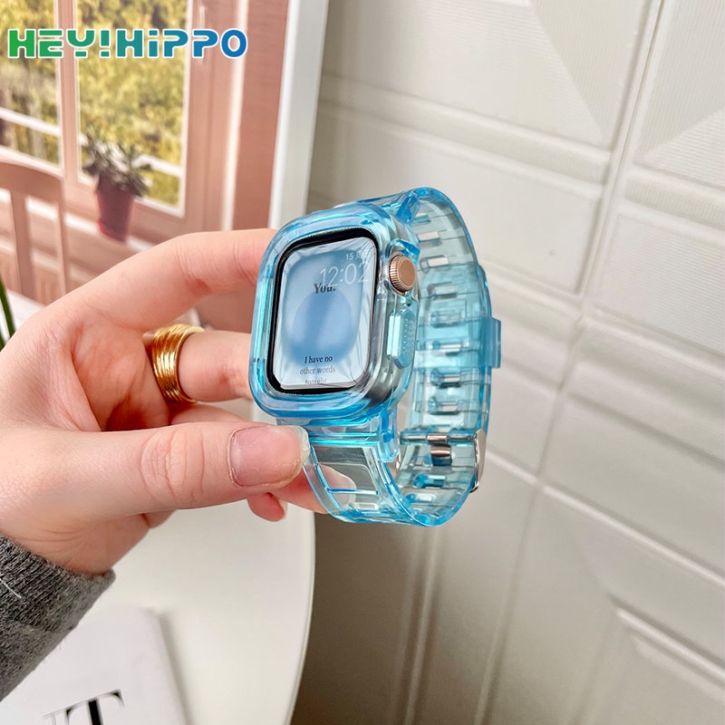 Dây Đeo Đồng Hồ 2022 Màu Kẹo Trong Suốt Cho iwatch Series 8 7 41mm 45mm 8 7 6 se 5 4 3 40mm 44mm 38mm 42mm