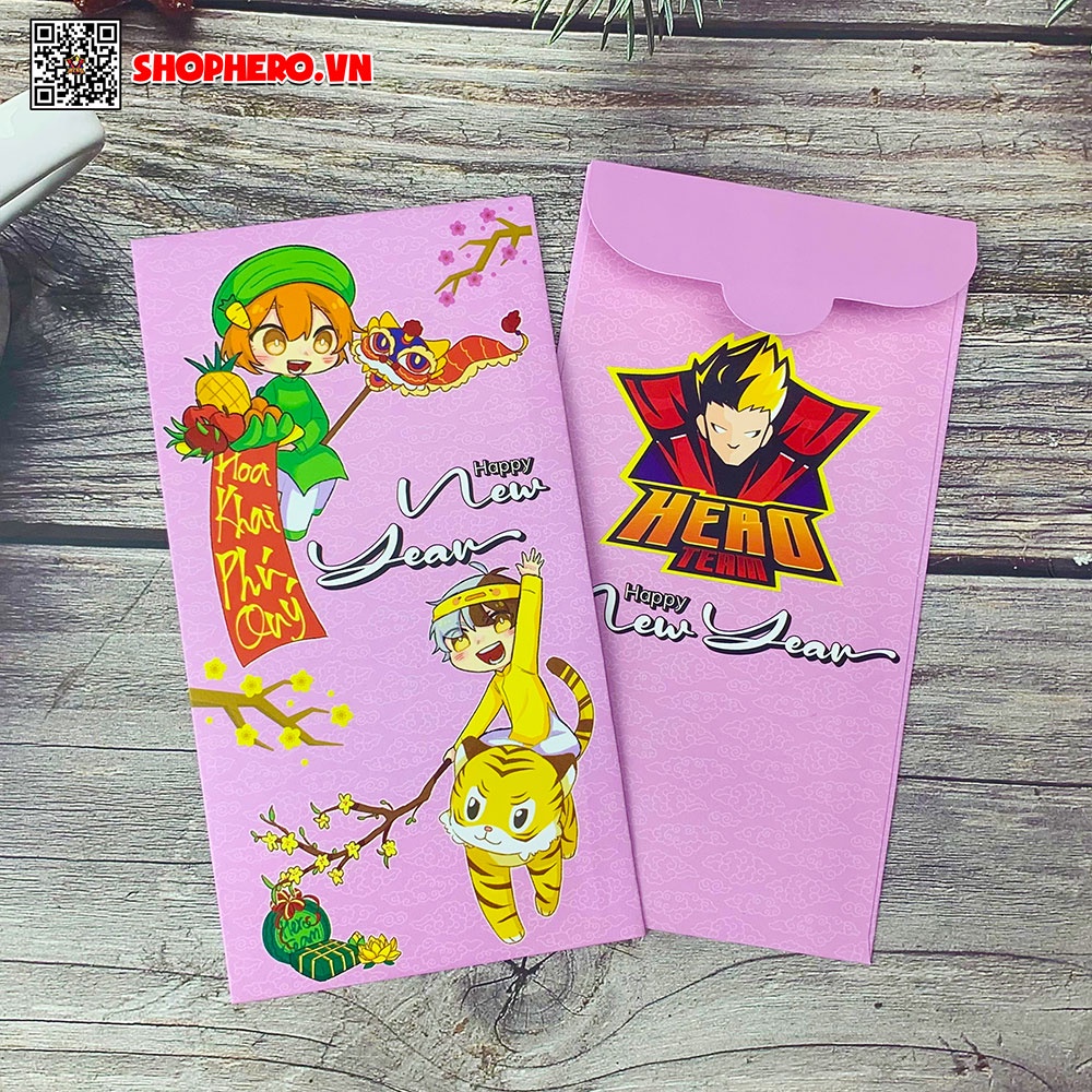 Bộ 6 bao lì xì Hero Team in hình đầy đủ các nhân vật