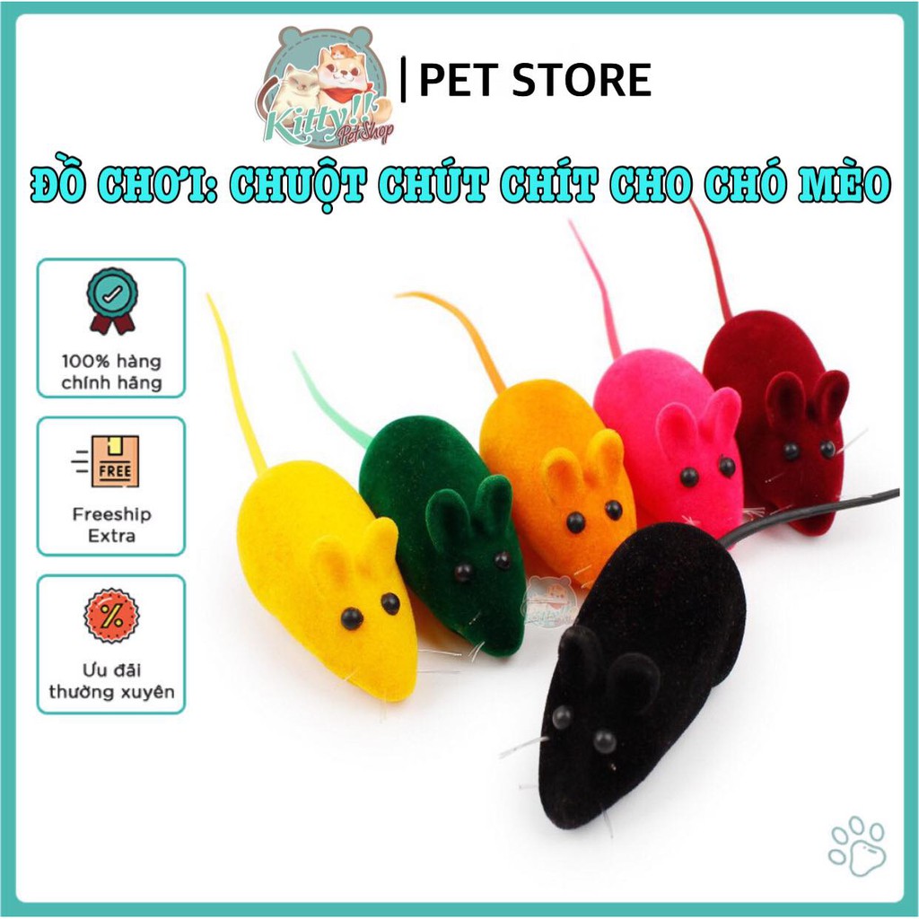 Đồ chơi chó mèo: chuột chút chít dành cho thú cưng, đồ chơi tương tác - Kitty Pet Shop BMT