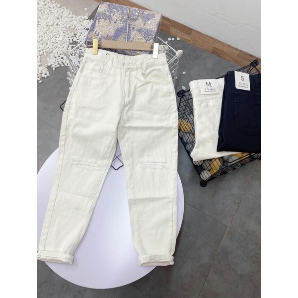 QUẦN BAGGY THÔ JEANS ĐEN TRẮNG BASIC MS16782