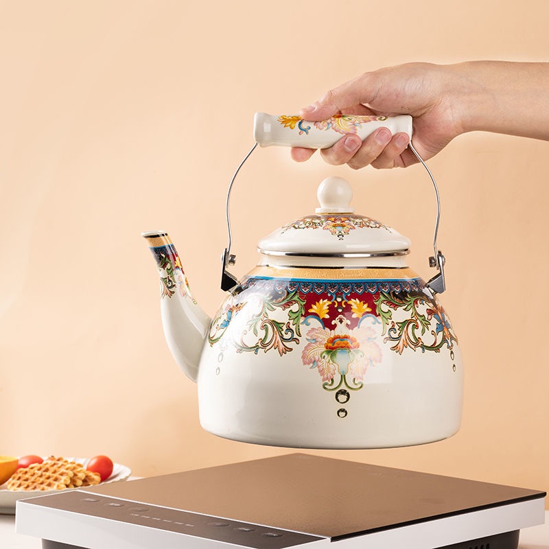 Ấm Đun Nước Tráng Men Nấu Thuốc Trung Hoa Thông Dụng Cho Bếp Từ Cảm Ứng