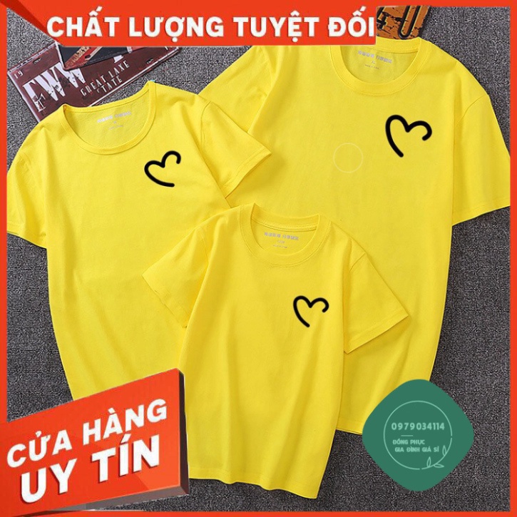 Áo thun giá sỉ Áo Thun Gia Đình Màu Đỏ In Logo Trái Tim