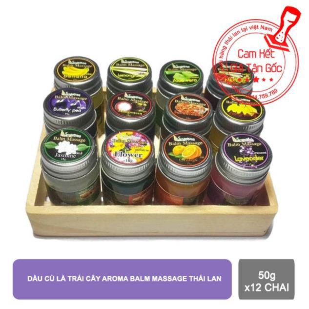 Combo 12 chai Dầu cù là trái cây Aroma Balm Massage thái lan 50g