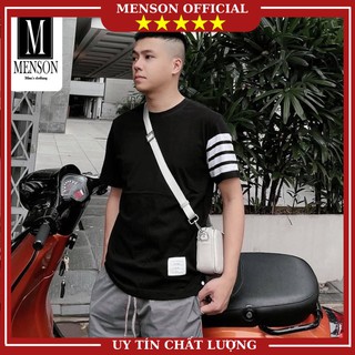 ⭐️SIÊU PHẨM⭐️Áo Phông Nam THOM Cổ Tròn Kẻ Sọc Ngang Ở Tay Áo - Áo Thun Nam chất mát ngắn tay cao cấp MENSON M6016