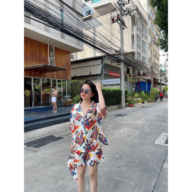 Set Bộ Sơ Mi Hoạt Hình Kèm Nón