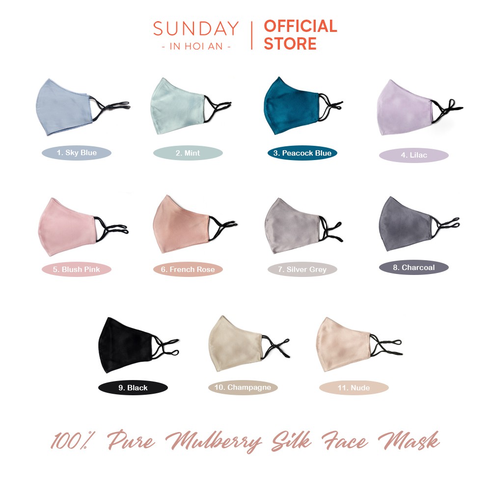 Khẩu Trang Lụa Mulberry 100% Cao Cấp Chống Lão Hoá Và Dưỡng Da | Mulberry Silk Face Mask - SUNDAY