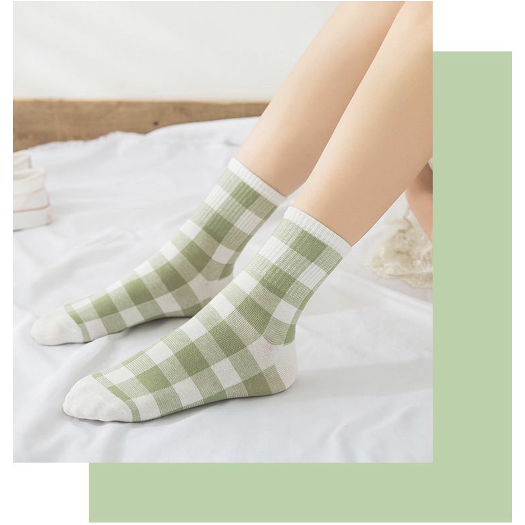 Set 3 đôi tất cao cổ Bivota vớ nữ bơ xanh bơ trắng Hàn Quốc siêu xinh T93